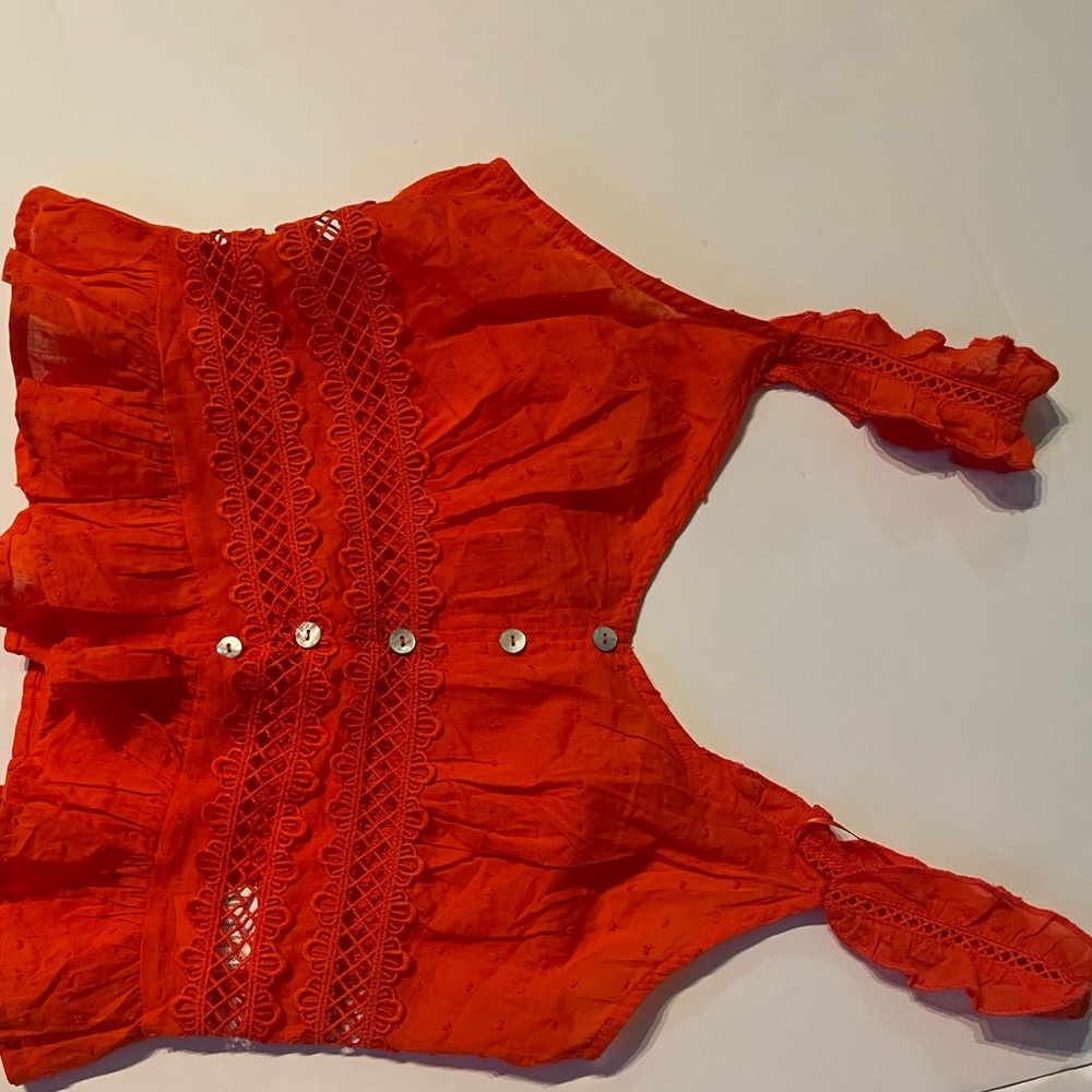 Red Ruffle Blouse - Picture 7 of 7